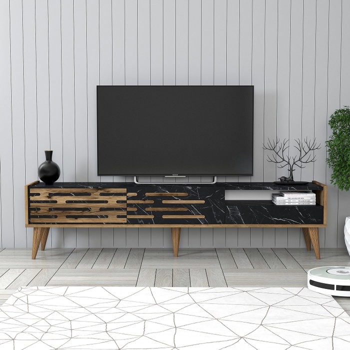 Hanah Home Soporte para TV Valensiya Nogal, Negro y Mármol